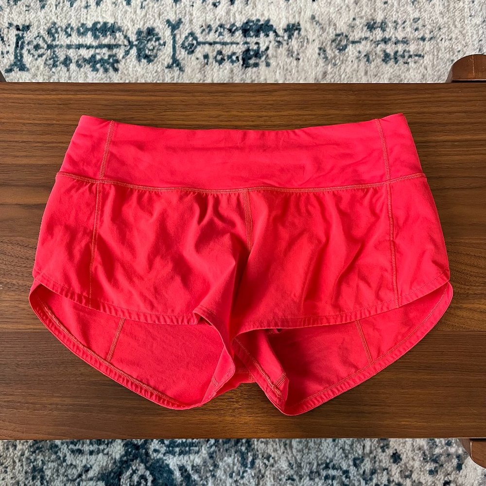Lululemon Carnation Red Speed Up Shorts 2.5" Size 4